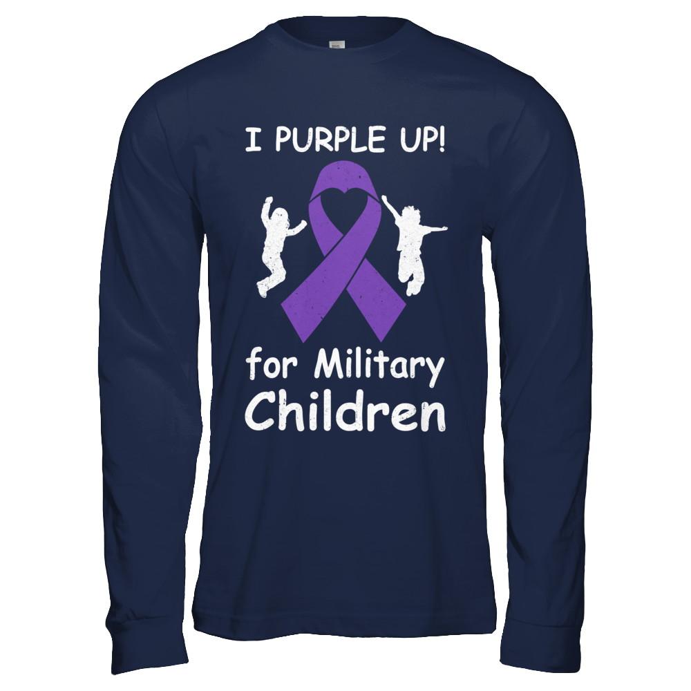 I Purple Up For Month Of The Military Child-T-Shirt & Hoodie-Long Sleeve T-Shirt-Navy