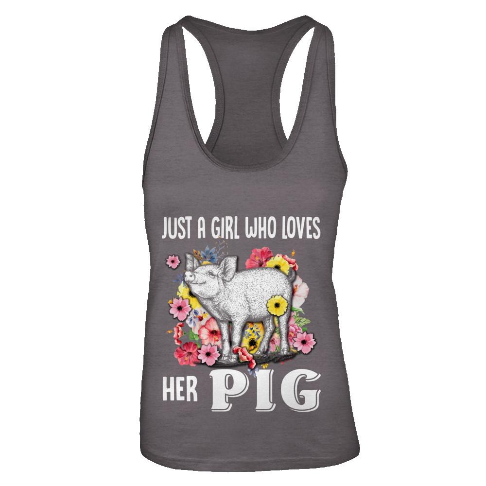 Just A Girl Who Loves Her Pig-T-Shirt & Tank Top-Women's Ideal Racerback Tank-Dark Grey