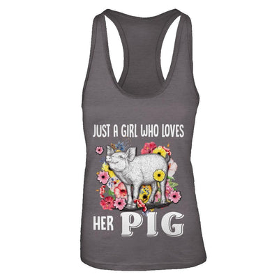 Just A Girl Who Loves Her Pig-T-Shirt & Tank Top-Women's Ideal Racerback Tank-Dark Grey