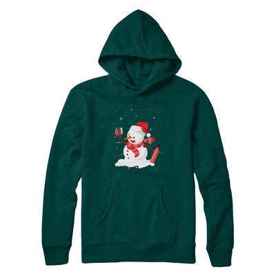 Snowman Wine Drinking Wine Lovers Christmas Gift-T-Shirt & Sweatshirt-Pullover Hoodie-Deep Forest