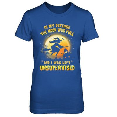 In My Defense The Moon Was Unsupervised Halloween Witch-T-Shirt & Hoodie-Women's T-Shirt-Royal