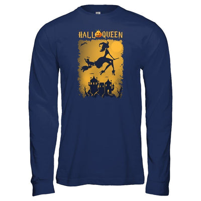 Funny Halloween Pumpkin Queen-T-Shirt & Tank Top-Long Sleeve T-Shirt-Navy