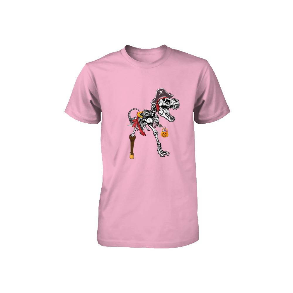 Dinosaurs T-Rex Skeleton Pirate Halloween Saurus For Kids Youth-Youth Shirt-Toddler T-Shirt-Pink