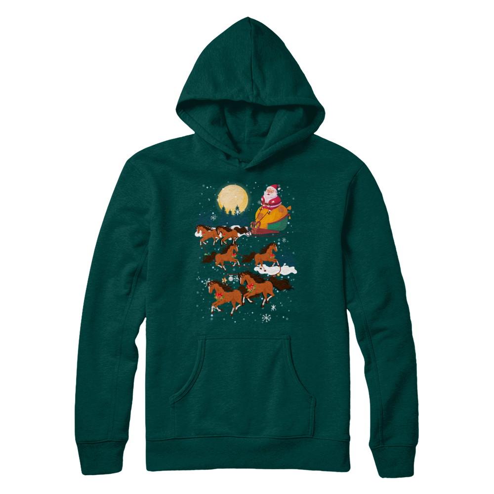 Funny Christmas Horse Reindeer Lover Santa Gift-T-Shirt & Sweatshirt-Pullover Hoodie-Deep Forest