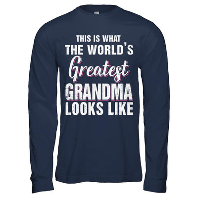 What World's Greatest Grandma Looks Like Mothers Day-T-Shirt & Hoodie-Long Sleeve T-Shirt-Navy