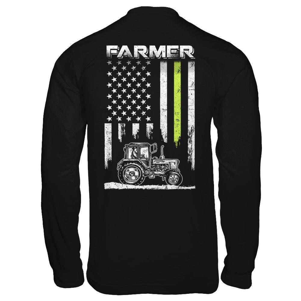 Farmer Patriotic American Flag-T-Shirt & Hoodie-Long Sleeve T-Shirt-Black