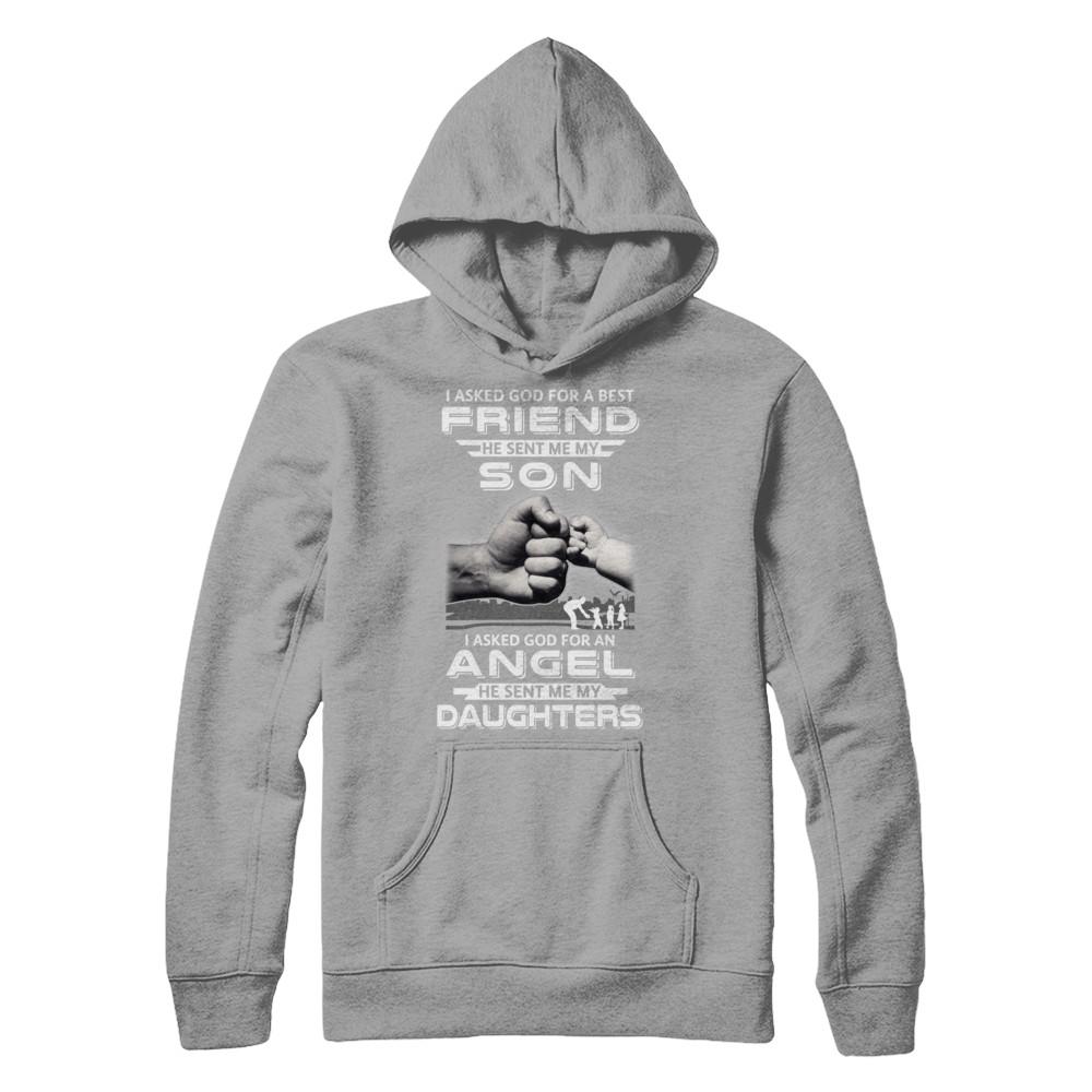 I Asked God For A Best Friend He Sent Me My Son And Daughters-T-Shirt & Hoodie-Pullover Hoodie-Light Steel
