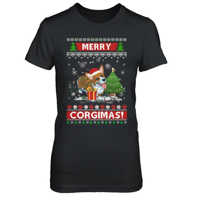Funny Merry Corgmas Santa Corgi Ugly Christmas Sweater-T-Shirt & Sweatshirt-Women's T-Shirt-Black