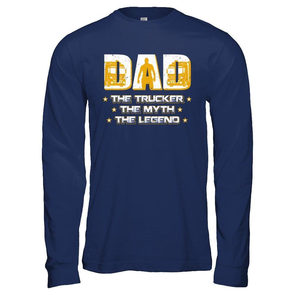 Dad The Trucker The Myth The Legend-T-Shirt & Hoodie-Long Sleeve T-Shirt-Navy
