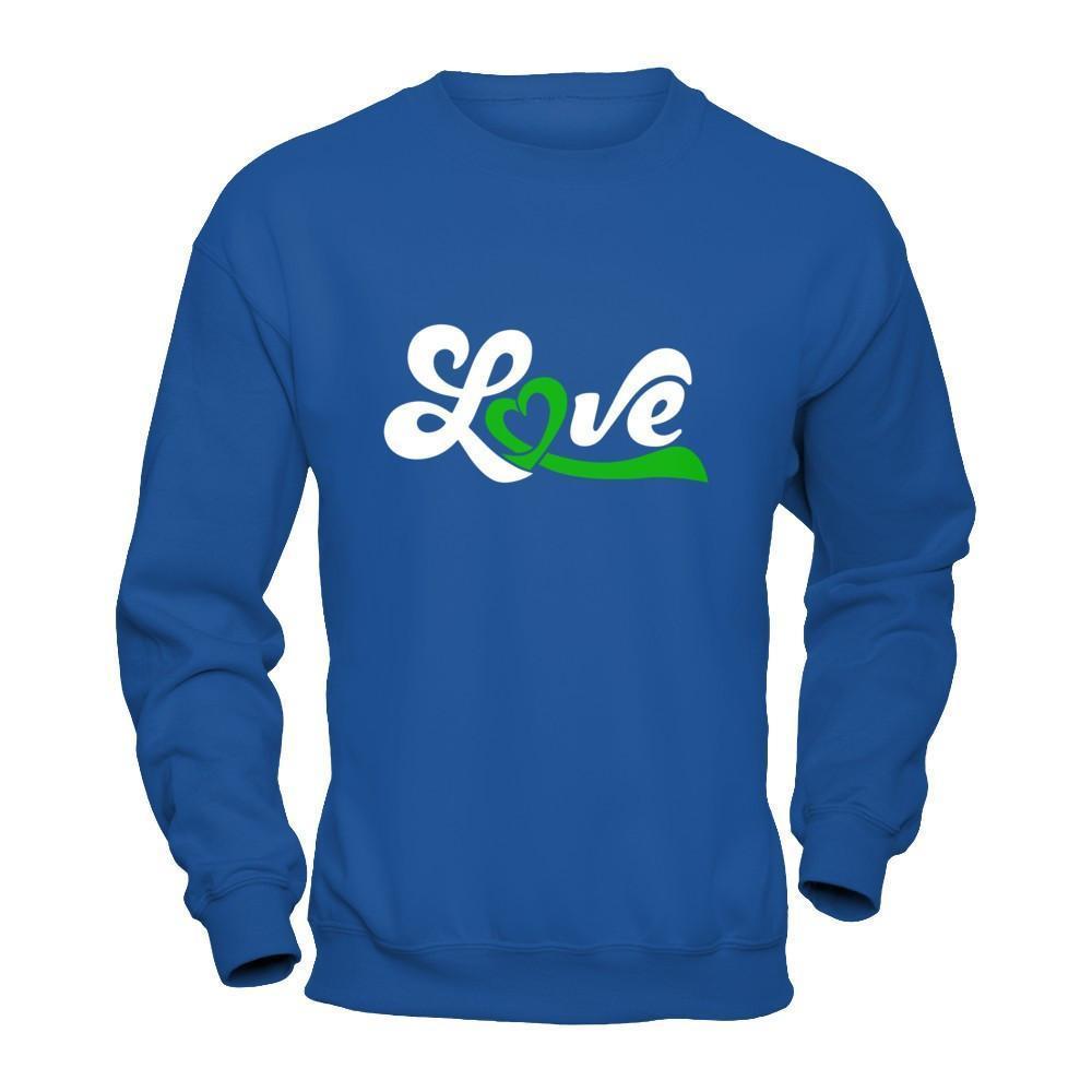 Love Green Awareness Ribbon-T-Shirt & Hoodie-Crewneck Sweatshirt-Royal