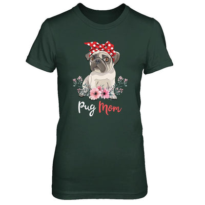Pug Mom Gift For Women Dog Lover-T-Shirt & Hoodie-Women's T-Shirt-Forest Green
