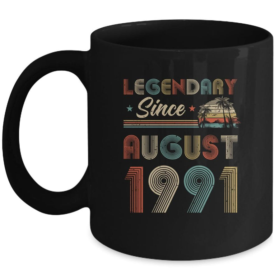 30th Birthday Gift 30 Years Old Legendary Since August 1991 Mug-Coffee Mug-Mug-Black