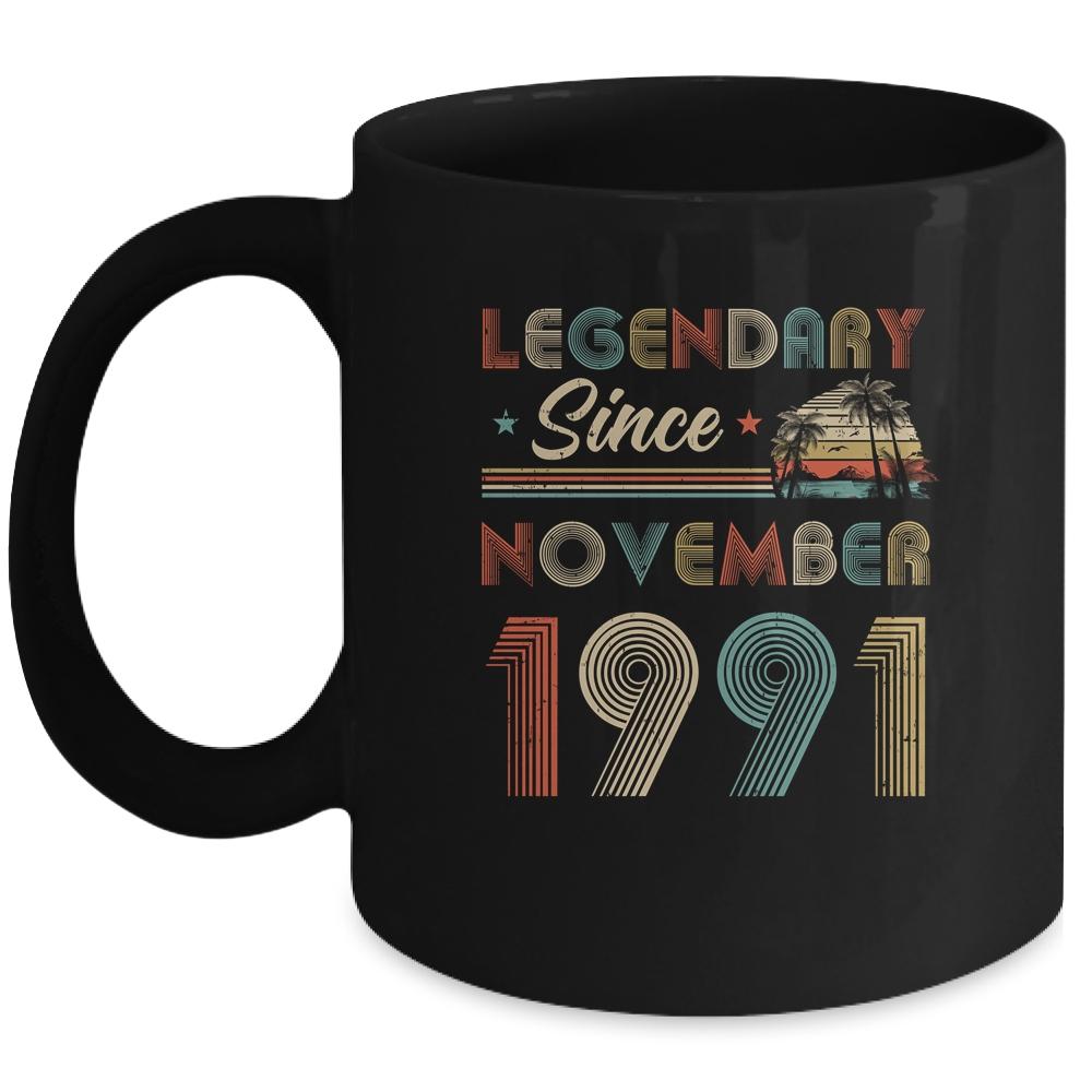 30th Birthday Gift 30 Years Old Legendary Since November 1991 Mug-Coffee Mug-Mug-Black