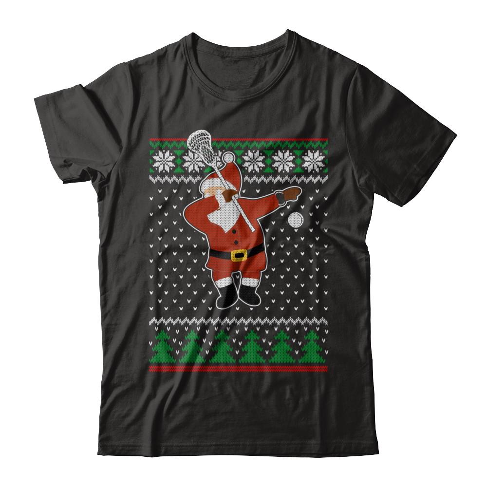 Dabbing Santa Lacrosse Ugly Sweater Christmas-T-Shirt & Sweatshirt-Premium T-Shirt-Black