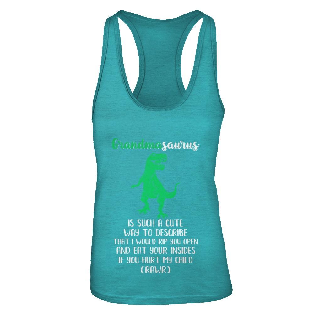 Grandmasaurus Saurus Is Such A Cute Way To Describe Grandma Gift-T-Shirt & Tank Top-Women's Ideal Racerback Tank-Tahiti Blue