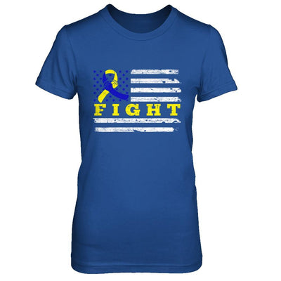 Fight Blue Yellow Ribbon US Flag Down Syndrome Awareness-T-Shirt & Hoodie-Women's T-Shirt-Royal