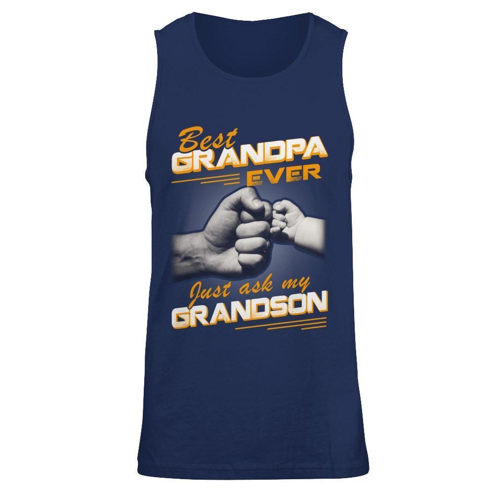 Best Grandpa Ever Just Ask My Grandson-T-Shirt & Hoodie-Unisex Tank-Navy