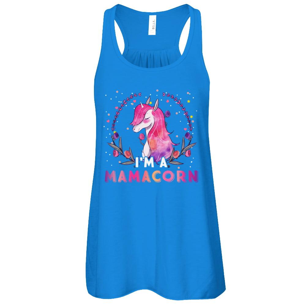 Cute Mamacorn Rainbow Unicorn Mother's Day-T-Shirt & Tank Top-Women's Flowy Racerback Tank-True Royal