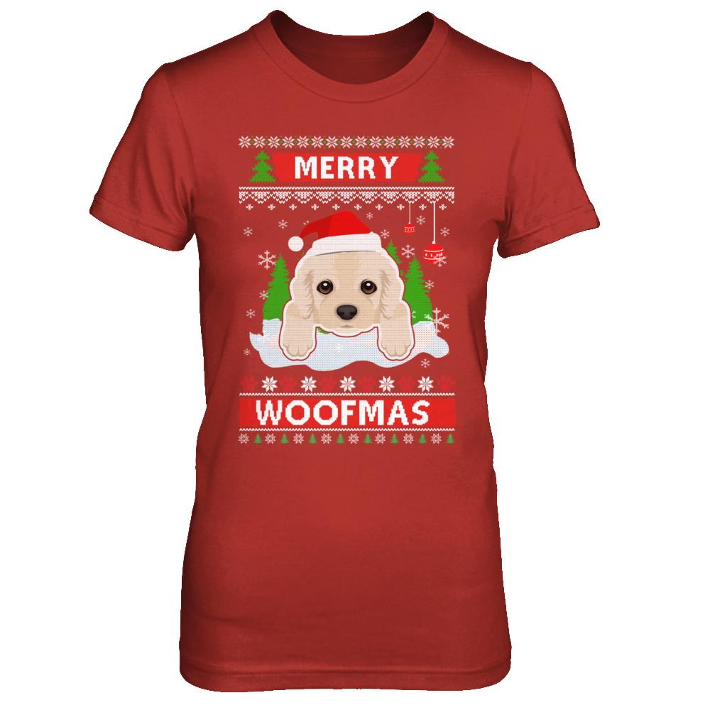 Golden Retriever Merry Woofmas Ugly Christmas Sweater-T-Shirt & Sweatshirt-Women's T-Shirt-Red