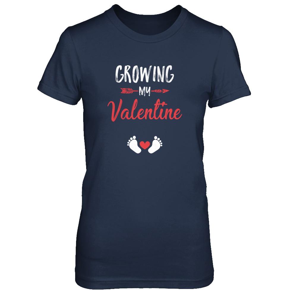 Growing My Valentine Mom Pregnancy Gifts-T-Shirt & Tank Top-Women's T-Shirt-Navy
