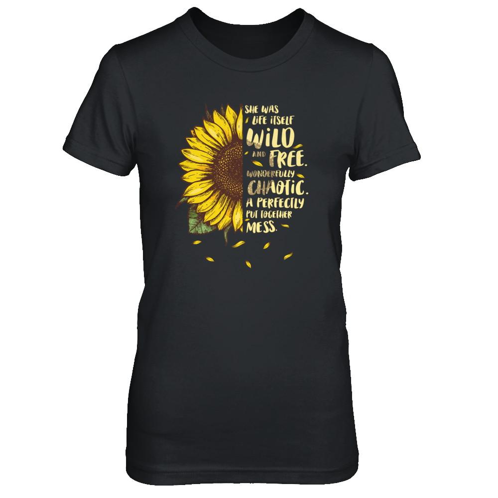 She Was Life Itself Wild And Free Vintage Sunflower-T-Shirt & Tank Top-Women's T-Shirt-Black