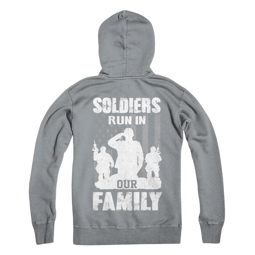 Soldiers Run In Our Family Veteran Dad Son-T-Shirt & Hoodie-Hanes - Heavyweight Pullover Hoodie-Light Steel
