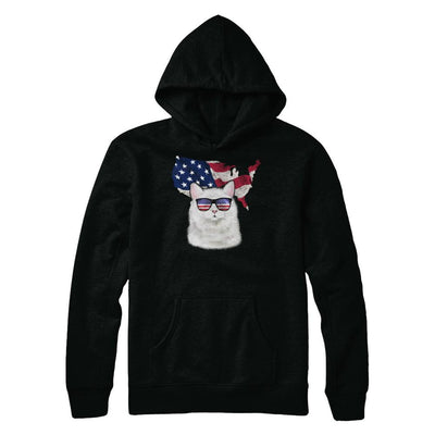 Funny Patriot Cat 4Th Of July American Flag-T-Shirt & Hoodie-Pullover Hoodie-Black