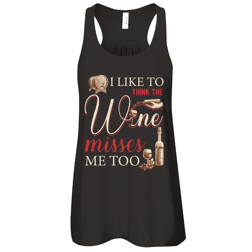 I Like To Think The Wine Misses Me Too Funny Pregnant-T-Shirt & Tank Top-Women's Flowy Racerback Tank-Black