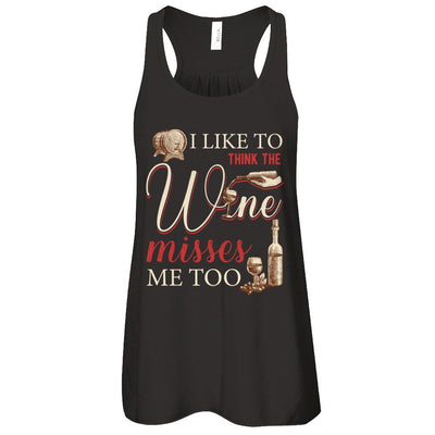 I Like To Think The Wine Misses Me Too Funny Pregnant-T-Shirt & Tank Top-Women's Flowy Racerback Tank-Black