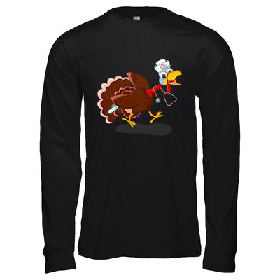 Nurse Turkey Funny Thanksgiving Day-T-Shirt & Hoodie-Long Sleeve T-Shirt-Black