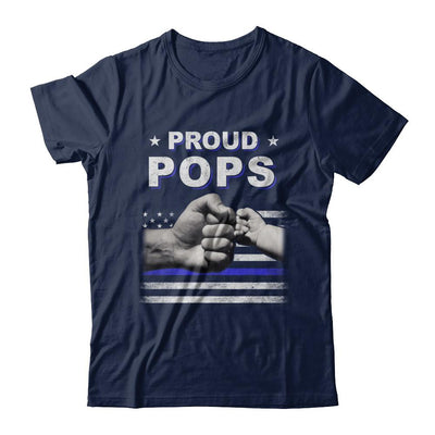 Proud Pops Police Thin Blue Line Flag Fathers Day-T-Shirt & Hoodie-Classic T-Shirt-Navy