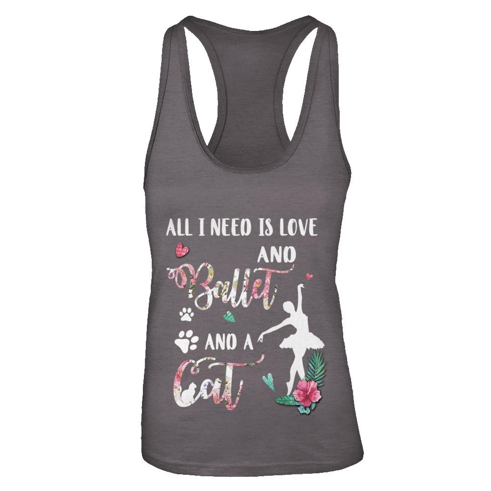 All I Need Is Love And Ballet And A Cat-T-Shirt & Tank Top-Women's Ideal Racerback Tank-Dark Grey