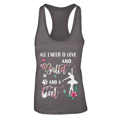 All I Need Is Love And Ballet And A Cat-T-Shirt & Tank Top-Women's Ideal Racerback Tank-Dark Grey