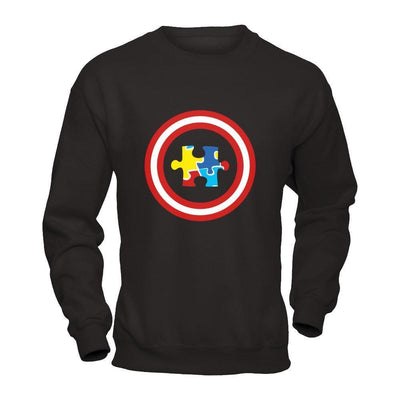 Captain Autism Awareness-T-Shirt & Hoodie-Crewneck Sweatshirt-Black