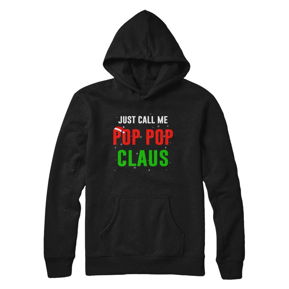 Santa Pop Pop Claus Matching Family Christmas Pajamas-T-Shirt & Sweatshirt-Pullover Hoodie-Black