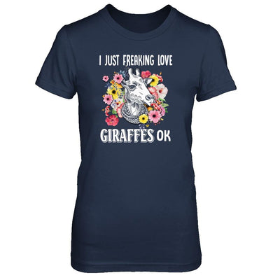 I Just Freaking Love Giraffes-T-Shirt & Tank Top-Women's T-Shirt-Navy