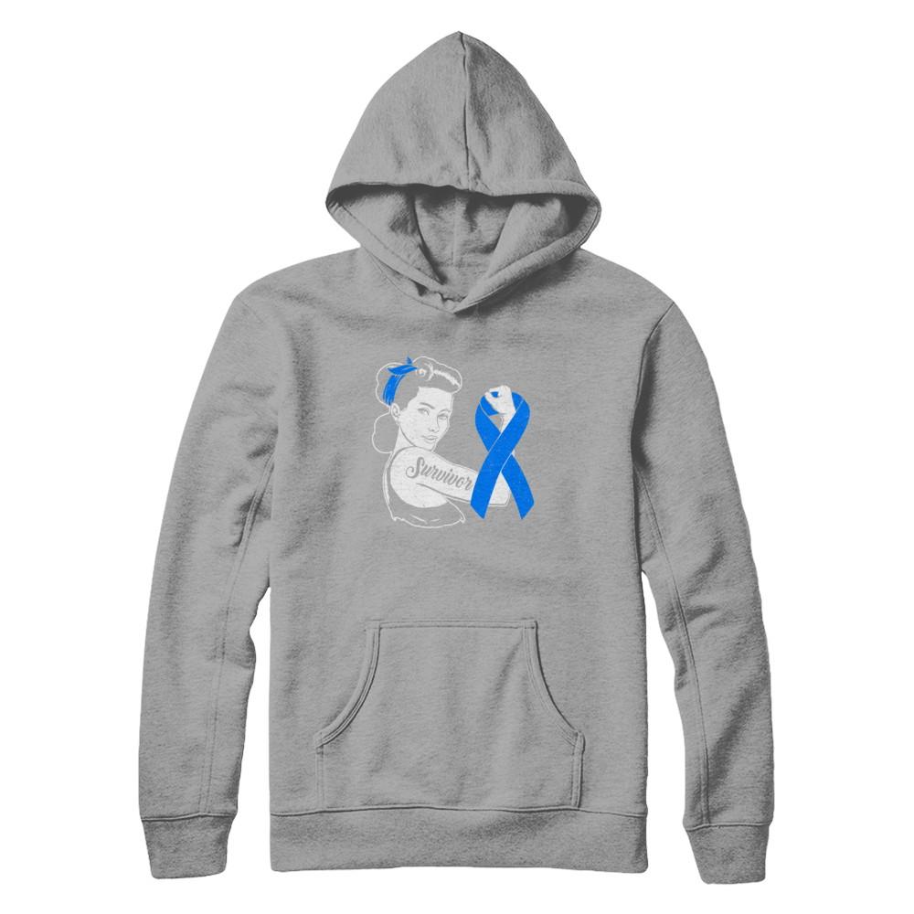 We Can Cure It Colon Cancer Blue Awareness Survivor-T-Shirt & Hoodie-Pullover Hoodie-Light Steel