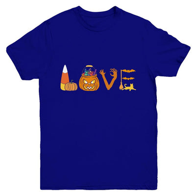 I Love Candy Funny Candy Corn Halloween Gift Youth-Youth Shirt-Youth T-Shirt-Navy