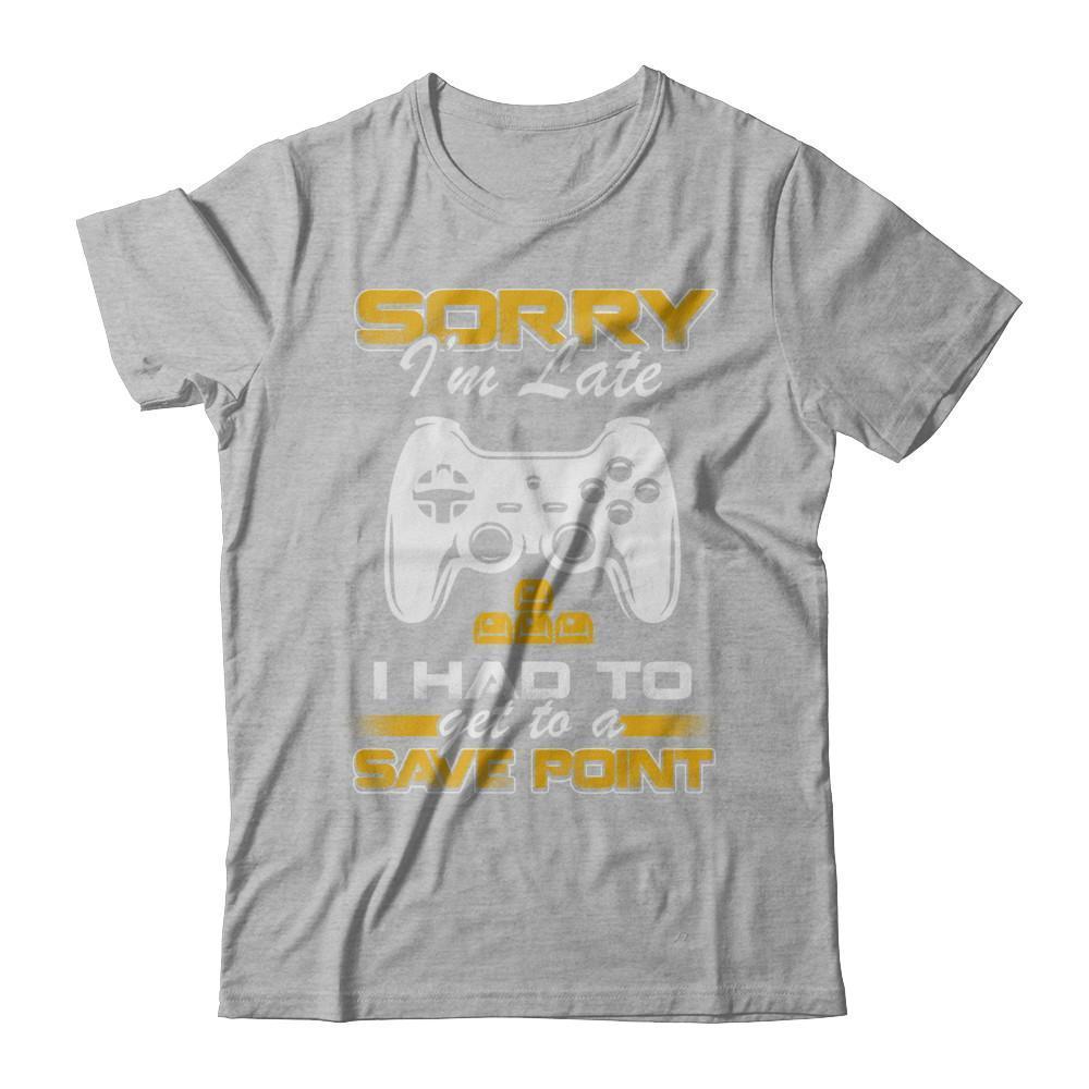 Sorry I'm Late I Had To A Save Point Gamer-T-Shirt & Hoodie-Premium T-Shirt-Heather Gray