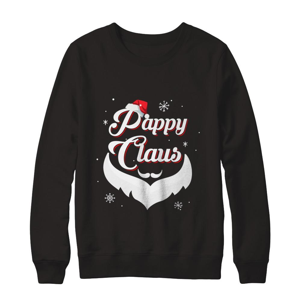 Santa Beard Matching Christmas Pajamas Pappy Claus-T-Shirt & Sweatshirt-Crewneck Sweatshirt-Black