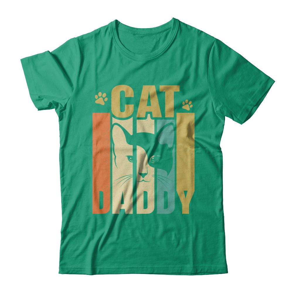 Retro Vintage Daddy Cat Father's Day Gift-T-Shirt & Hoodie-Classic T-Shirt-Kelly Green