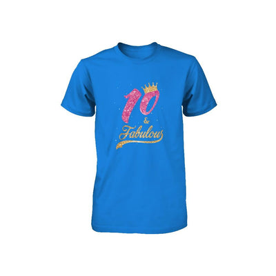 10Th And Fabulous Ten Birthday Youth-Youth Shirt-Youth T-Shirt-True Royal