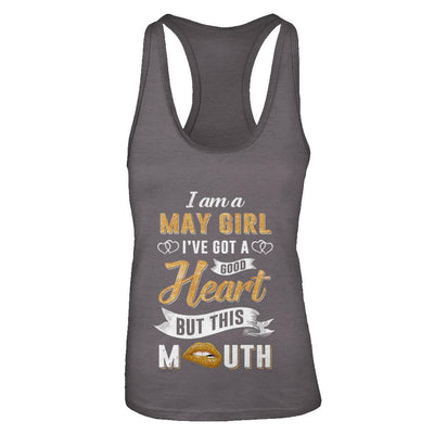 I Am A May Girl I've Got A Good Heart Birthday-T-Shirt & Tank Top-Women's Ideal Racerback Tank-Dark Grey