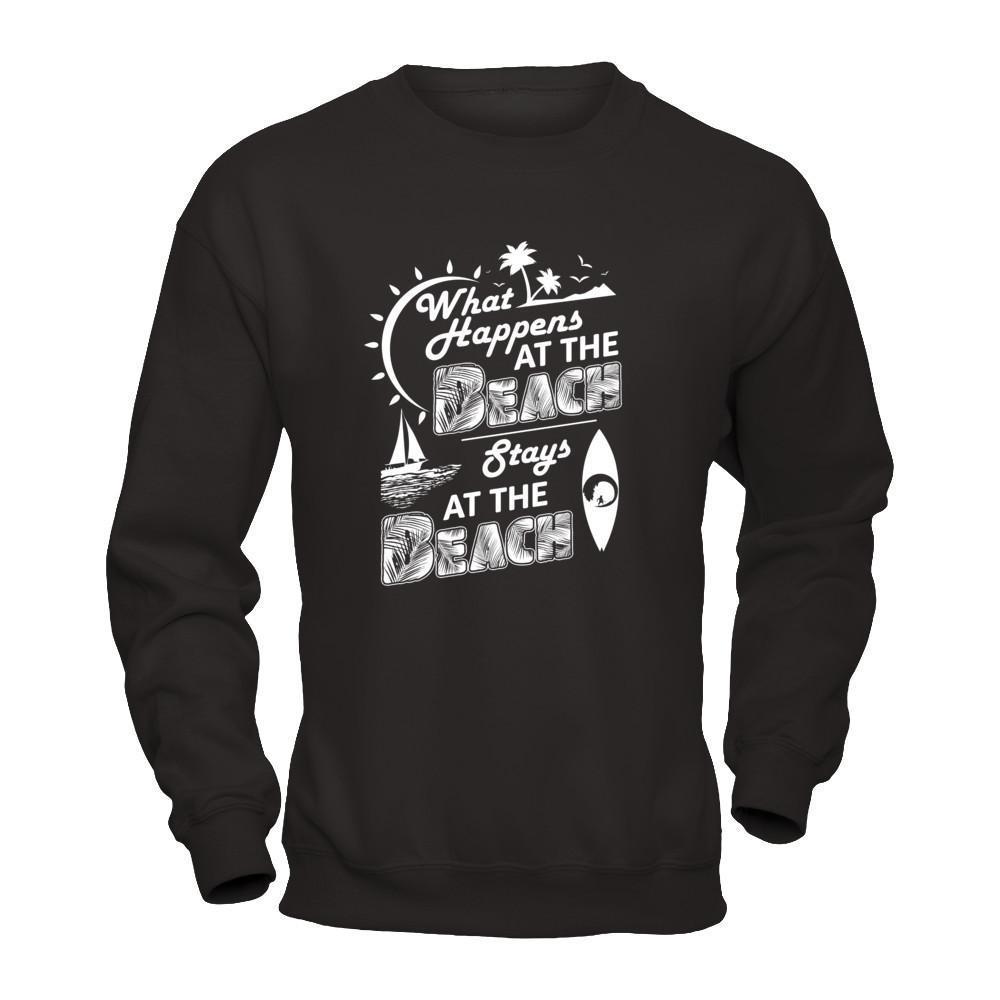 What Happens At The Beach Stays At The Beach-T-Shirt & Tank Top-Crewneck Sweatshirt-Black