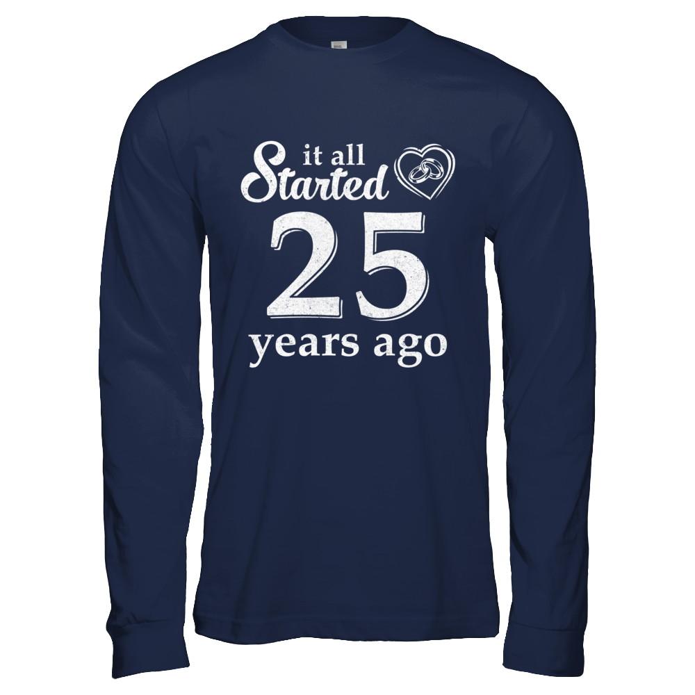 25Th Wedding Anniversary Married Couples 1996 Husband Wife-T-Shirt & Hoodie-Long Sleeve T-Shirt-Navy