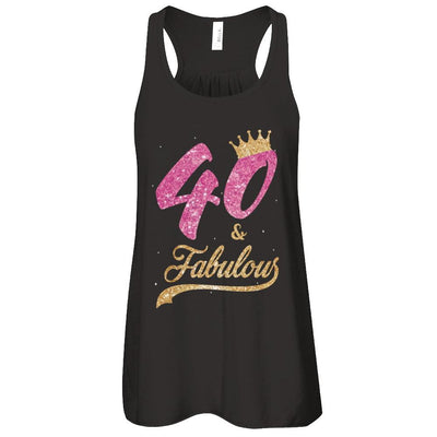 40 And Fabulous 1981 40th Birthday Gift-T-Shirt & Tank Top-Women's Flowy Racerback Tank-Black