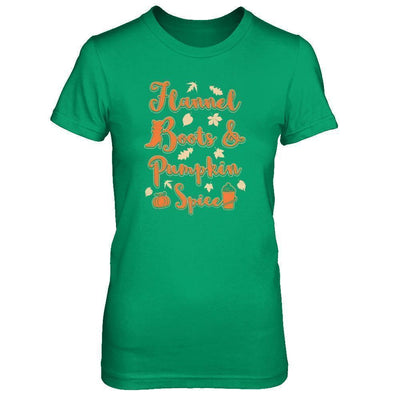 Flannel Boots And Pumpkin Spice Autumn-T-Shirt & Tank Top-Women's T-Shirt-Irish Green