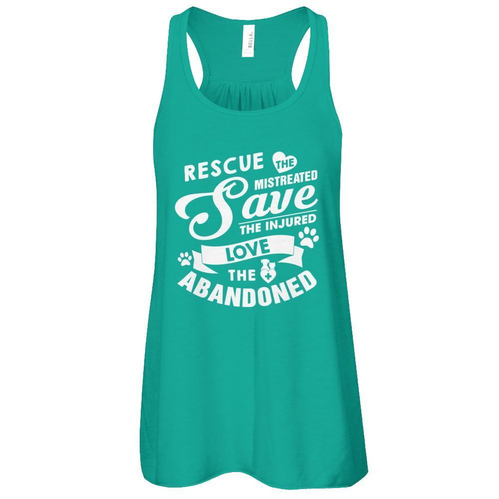 Rescue Save Love Animal Dog Lover Cat Lover Veterinarian-T-Shirt & Tank Top-Women's Flowy Racerback Tank-Kelly