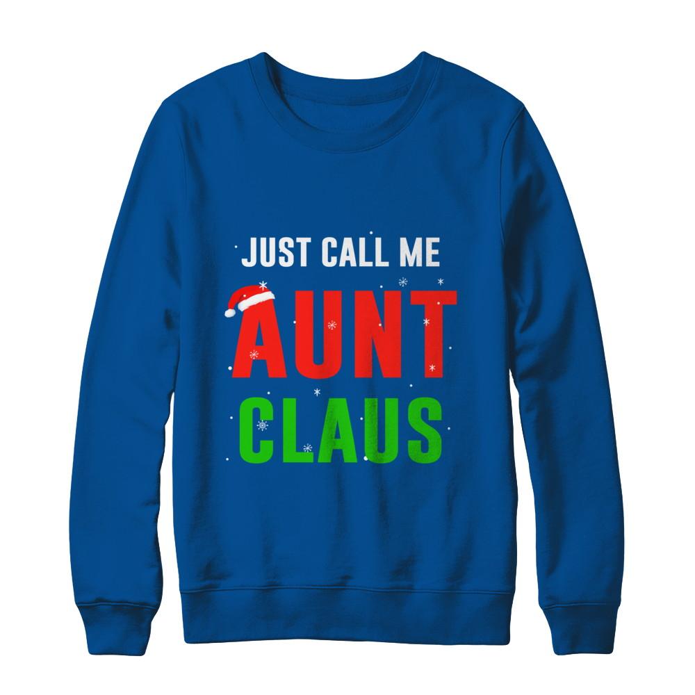 Santa Aunt Claus Matching Family Christmas Pajamas-T-Shirt & Sweatshirt-Crewneck Sweatshirt-Deep Royal