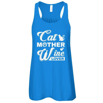 Cat Mother Wine Lover-T-Shirt & Tank Top-Women's Flowy Racerback Tank-True Royal